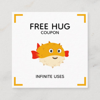 Tarjeta De Descuentos Free hug coupon with Puffy the pufferfish