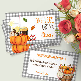 Tarjeta De Descuentos Friendsgiving Potluck Free Drink Card