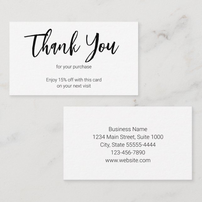 Tarjeta De Descuentos Gracias a Black White Business su próxima visita (Anverso / Reverso)
