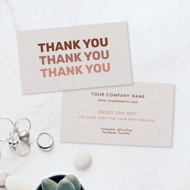 Tarjeta De Descuentos Gracias a los Pasteles Rubor modernos para pequeña (Modern pastels say thank you alongside your small business company name)