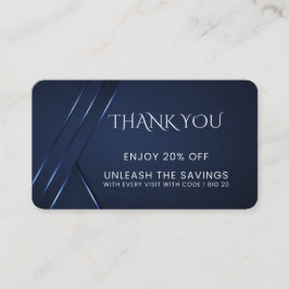 Tarjeta De Descuentos Gracias Azul oscuro moderno