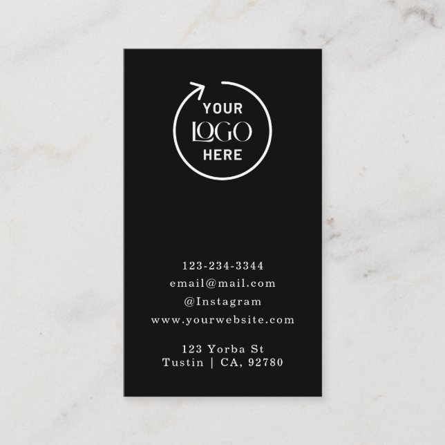 Tarjeta De Descuentos Gracias | Elegante Negra Moderna Logo Business (Anverso)