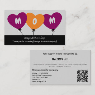Tarjeta De Descuentos ¡Gracias! Globos del Día de la Madre 3