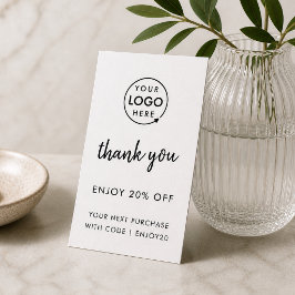Tarjeta De Descuentos Gracias | Logotipo Empresarial Moderno Blanco