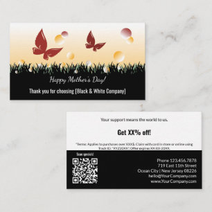 Tarjeta De Descuentos ¡Gracias! Mariposas Rojas del Día de la Madre