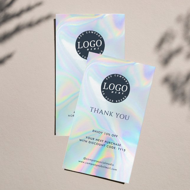 Tarjeta De Descuentos Gracias medios sociales holográficos y sitio web (Holographic Company Logo Business Loyalty Discount Card)