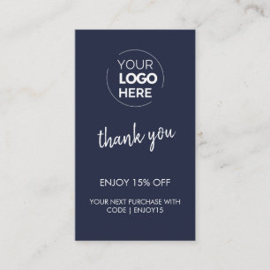 Tarjeta De Descuentos Gracias Navy Stylish Moderlish Logo Business