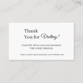 Tarjeta De Descuentos Gracias por el amor | Negocio moderno monocromo