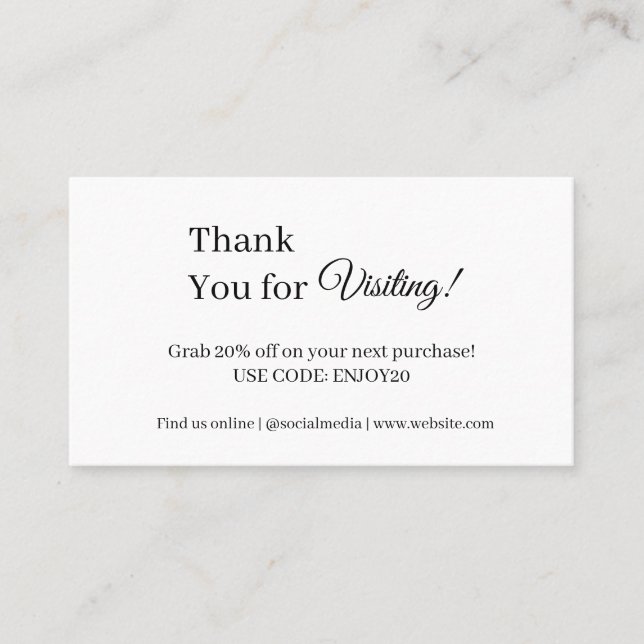 Tarjeta De Descuentos Gracias por el amor | Negocio moderno monocromo (Anverso)