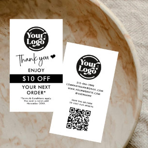 Tarjeta De Descuentos Gracias Solicitar logotipo comercial Código QR Ven