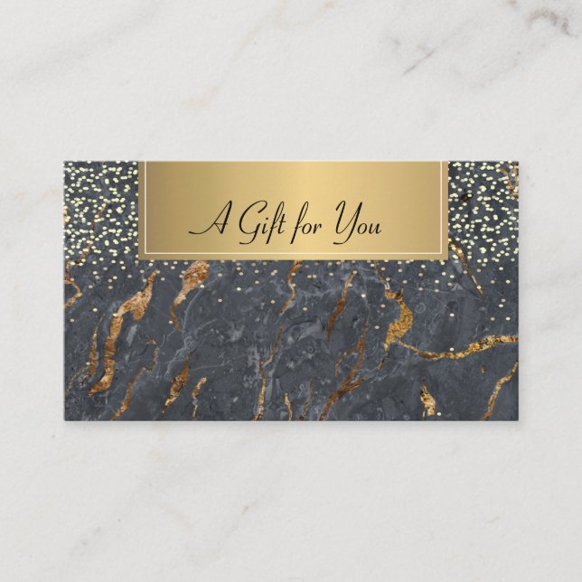 Tarjeta De Descuentos Guay Gray Gold Marble Confetti (Anverso)