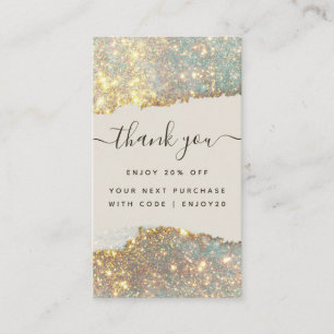 Tarjeta De Descuentos Guión de firma holográfico glam moderno brillo
