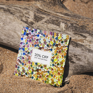 Tarjeta De Descuentos Hojas en caída ilustradas de color acuático colori