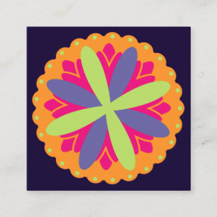 Tarjeta De Descuentos ilustracion de formas florales naranjas