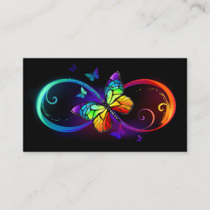 Tarjeta De Descuentos Infinidad vibrante con mariposa arco iris sobre ne