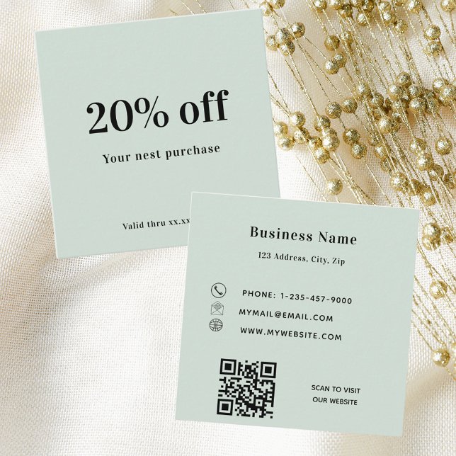 Tarjeta De Descuentos Lealtad de código qr verde sabio (Subido por el creador)