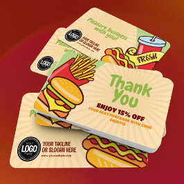 Tarjeta De Descuentos Logotipo de negocio personalizado | Tema Hamburger