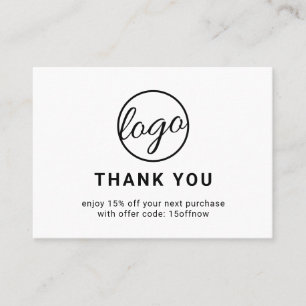 Tarjeta De Descuentos Logotipo de personalizado Código QR Simple Negro y