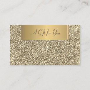 Tarjeta De Descuentos Lujo Moderno Elegante Brillo Dorado