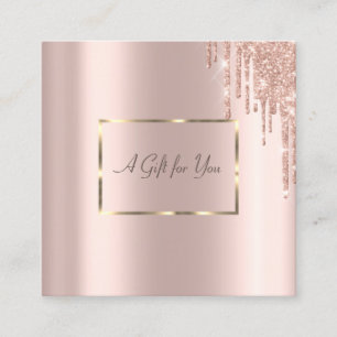 Tarjeta De Descuentos Marco de Oro Elegante, Goteo de Brillo de Rosa de 