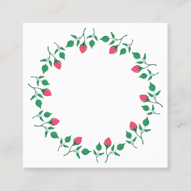 Tarjeta De Descuentos Marco redondo floral con flores rosadas (Anverso)