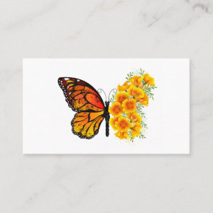 Tarjeta De Descuentos Mariposa de flores con amapola amarilla de Califor