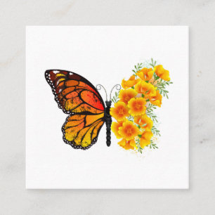 Tarjeta De Descuentos Mariposa de flores con amapola amarilla de Califor