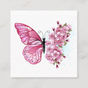 Tarjeta De Descuentos Mariposa de flores con Sakura rosa