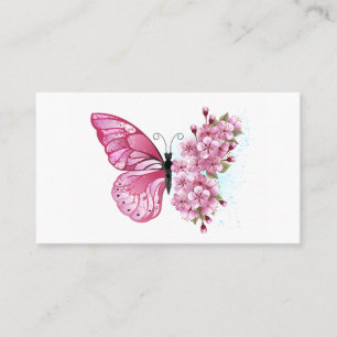 Tarjeta De Descuentos Mariposa de flores con Sakura rosa