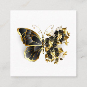 Tarjeta De Descuentos Mariposa de flores de oro con orquídea negra