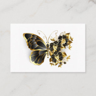 Tarjeta De Descuentos Mariposa de flores de oro con orquídea negra