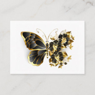 Tarjeta De Descuentos Mariposa de flores de oro con orquídea negra