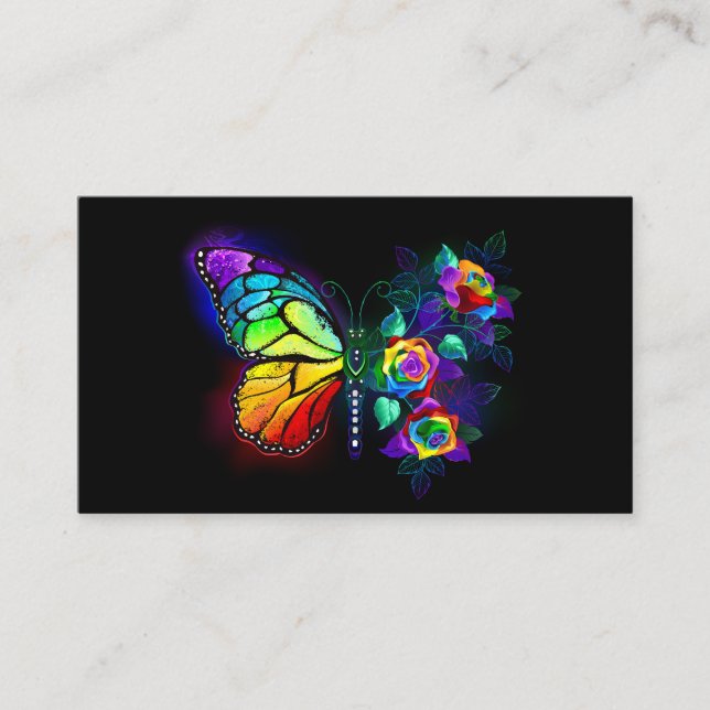 Tarjeta De Descuentos Mariposa florida arcoiris (Anverso)