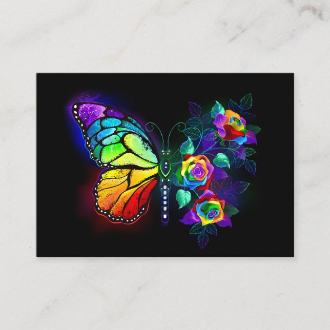 Tarjeta De Descuentos Mariposa florida arcoiris (Anverso)