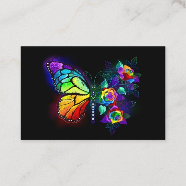 Tarjeta De Descuentos Mariposa florida arcoiris (Anverso)