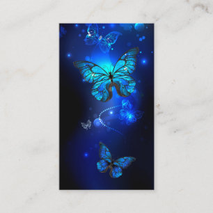 Tarjeta De Descuentos Mariposa morfo en el fondo oscuro