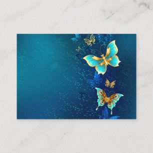 Tarjeta De Descuentos Mariposas doradas sobre fondo azul