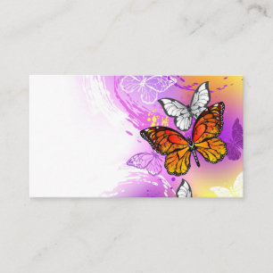 Tarjeta De Descuentos Mariposas monarcas en fondo morado