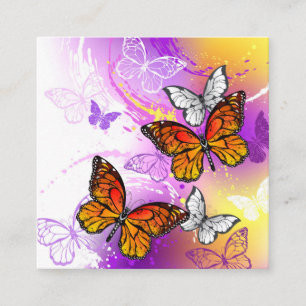 Tarjeta De Descuentos Mariposas monarcas en fondo morado
