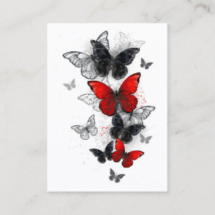 Tarjeta De Descuentos Mariposas Morpho voladoras negras y rojas