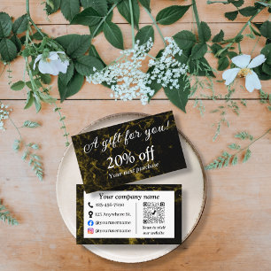 Tarjeta De Descuentos Mármol negro y dorado