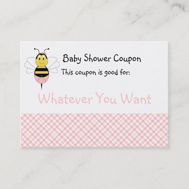 Tarjeta De Descuentos MayBee Bumble Bee Baby Shower Coupon (Anverso)