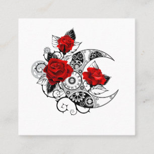 Tarjeta De Descuentos Media luna mecánica con rosas rojas