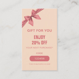 Tarjeta De Descuentos Minimalist Dusty Rose Cream Beauty