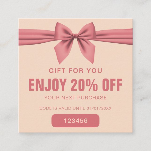 Tarjeta De Descuentos Minimalist Dusty Rose Cream Beauty  (Anverso)