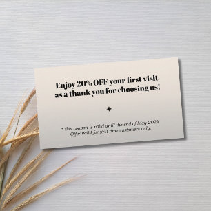 Tarjeta De Descuentos Minimalista negrita Black Faux Silver Salon