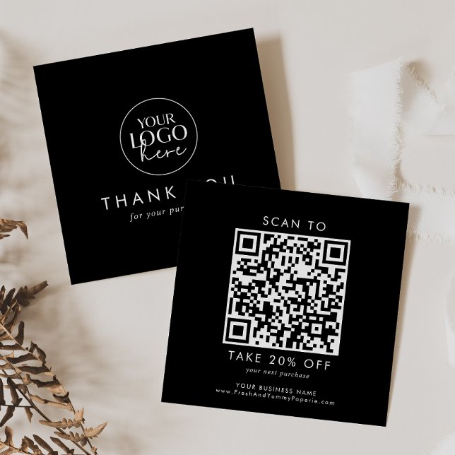 Tarjeta De Descuentos Moda Black Business Logo QR Code Gracias (Subido por el creador)