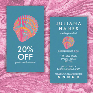 Tarjeta De Descuentos Moda de conchas marinas Minimalista color playa Gu