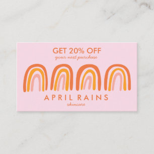 Tarjeta De Descuentos Moda Naranja rosa simple arcoíris