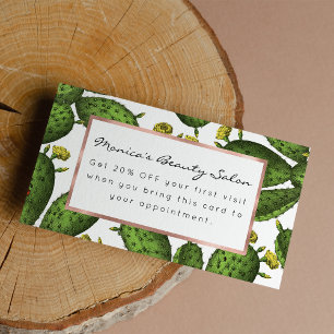 Tarjeta De Descuentos Modelo floral amarillo verde del cactus del